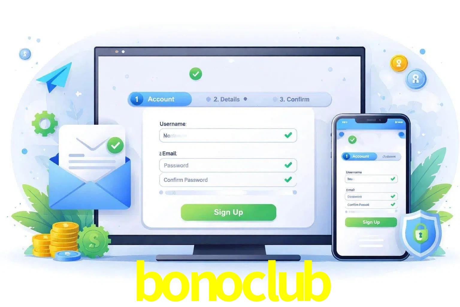 Registro de nuevo usuario y configuración de cuenta bonoclub